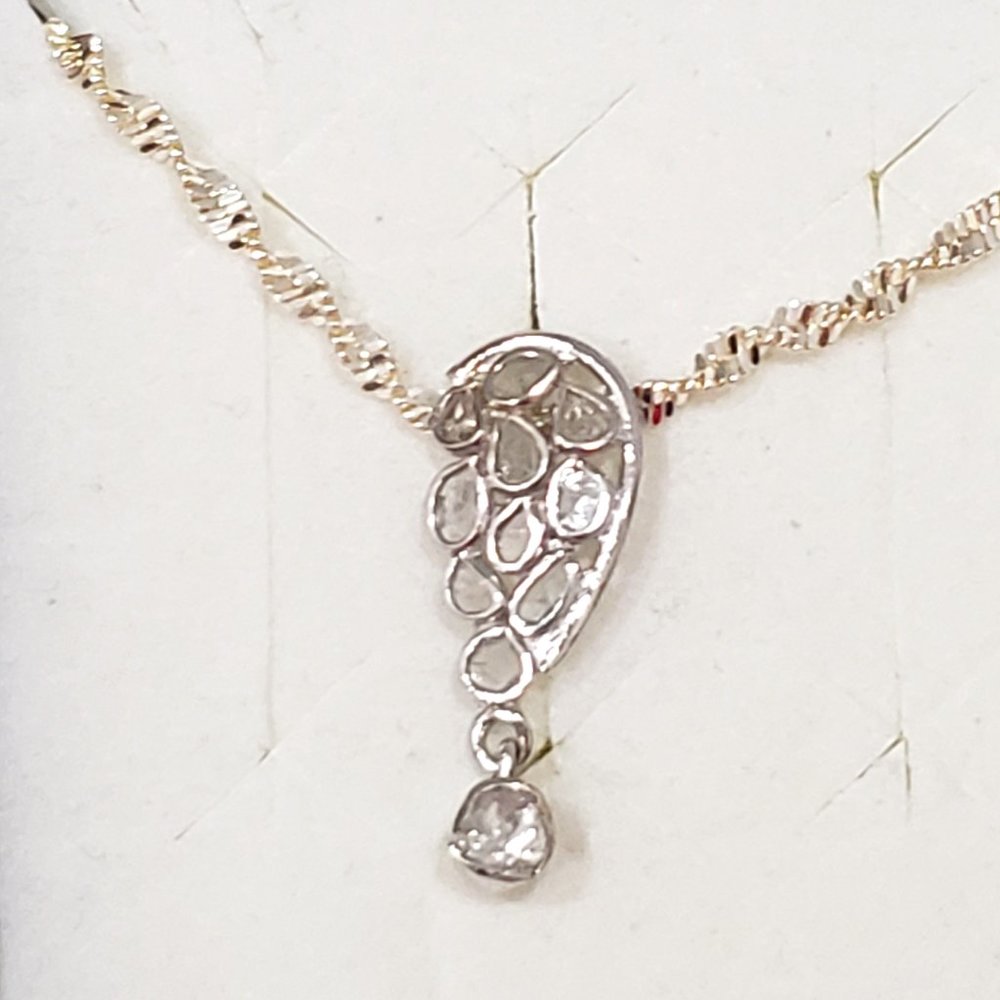 Polki Diamond necklace 20 in Platinum over 925 Sterling Silver .50 tcw
